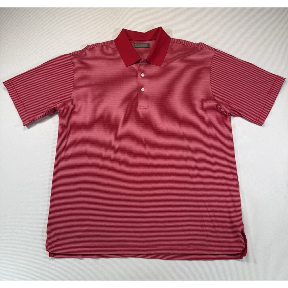 Daniel Cremieux Polo Shirt Mens Large Red Striped Golf Casual - Picture 2 of 8